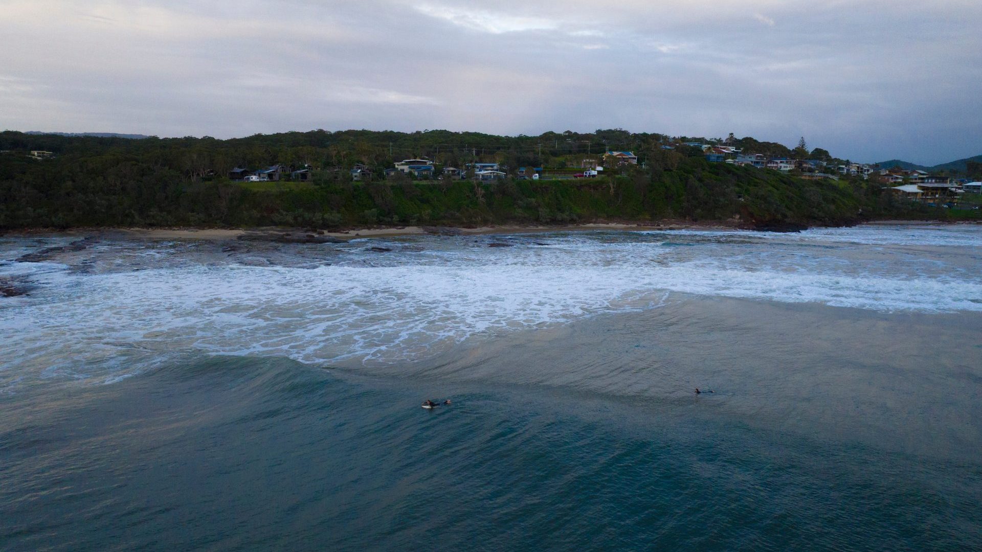 Aerial shot of man surfing