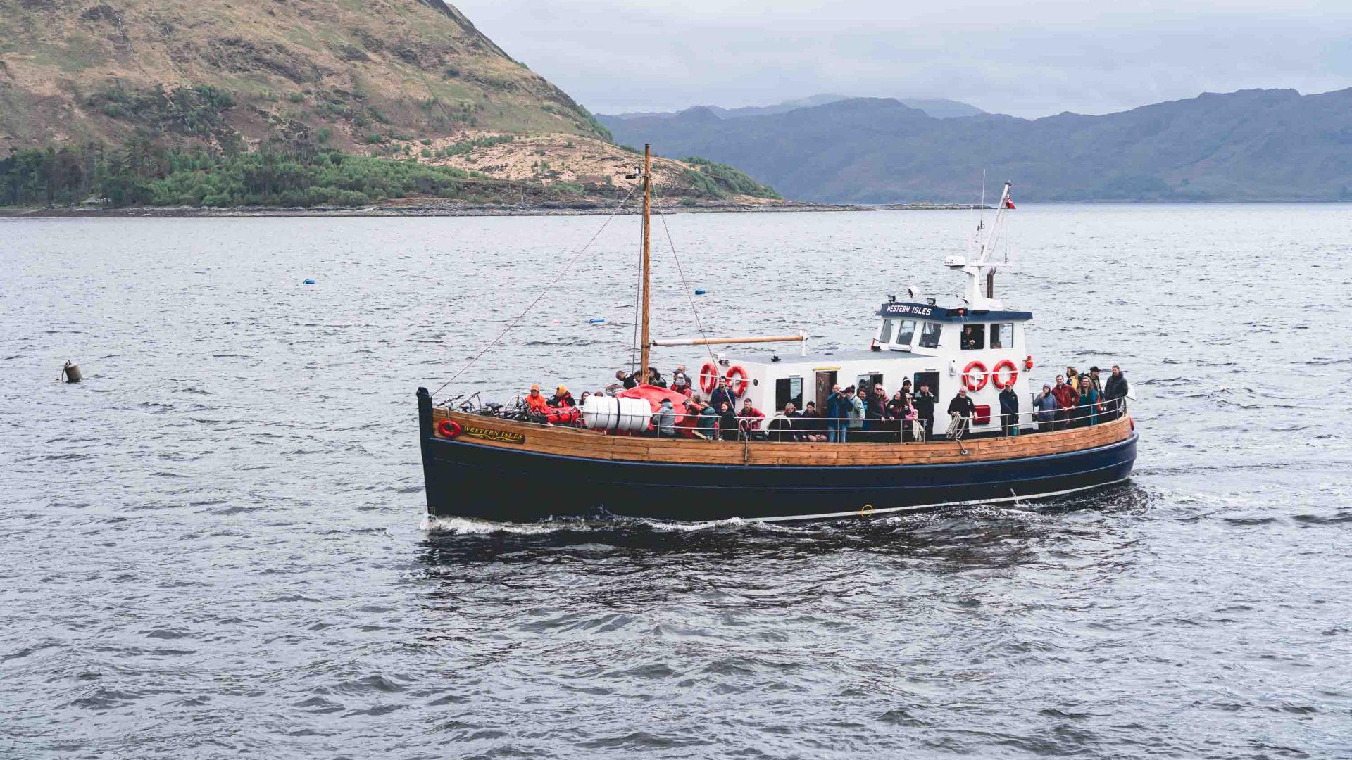Passengers on a boat.