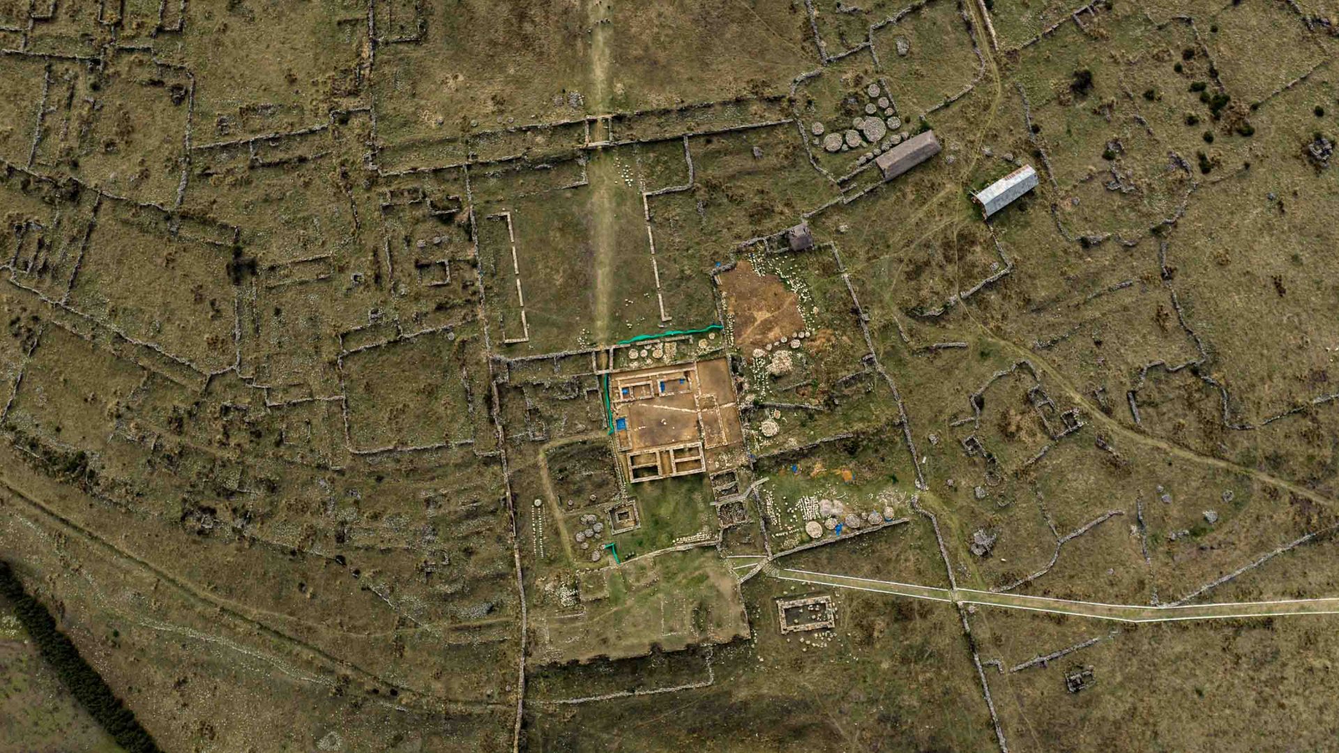 Drone photos of archeology sites.