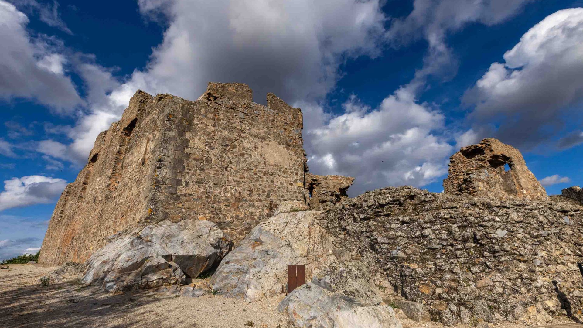 The ruins of various buildings.